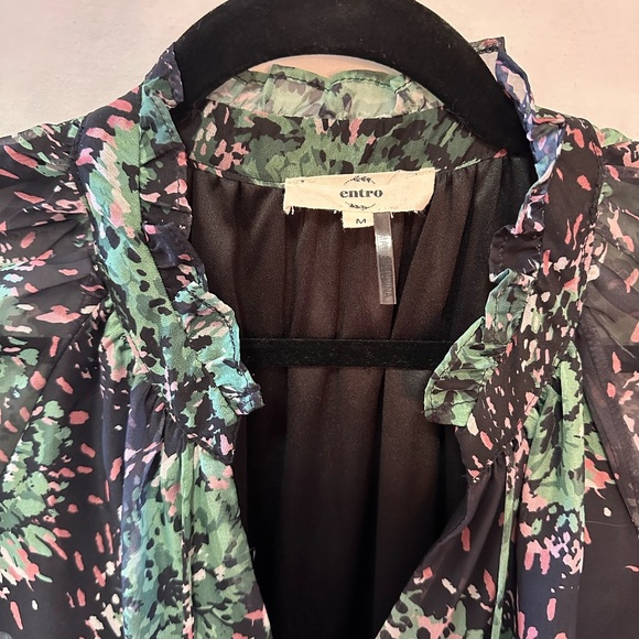 Sheer Boutique Flowy Floral Green Dress size medium - Picture 3 of 12
